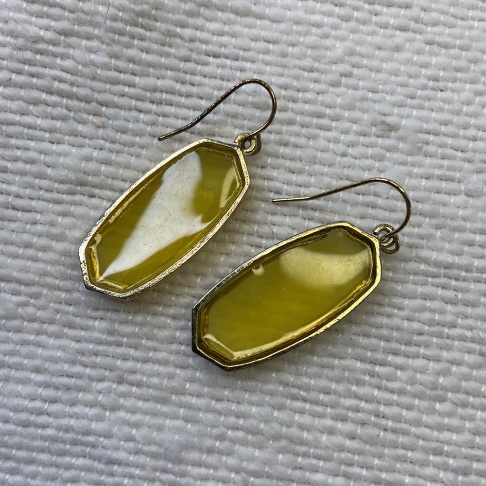 Faceted Yellow Drop Earrings - Picture 2 of 2
